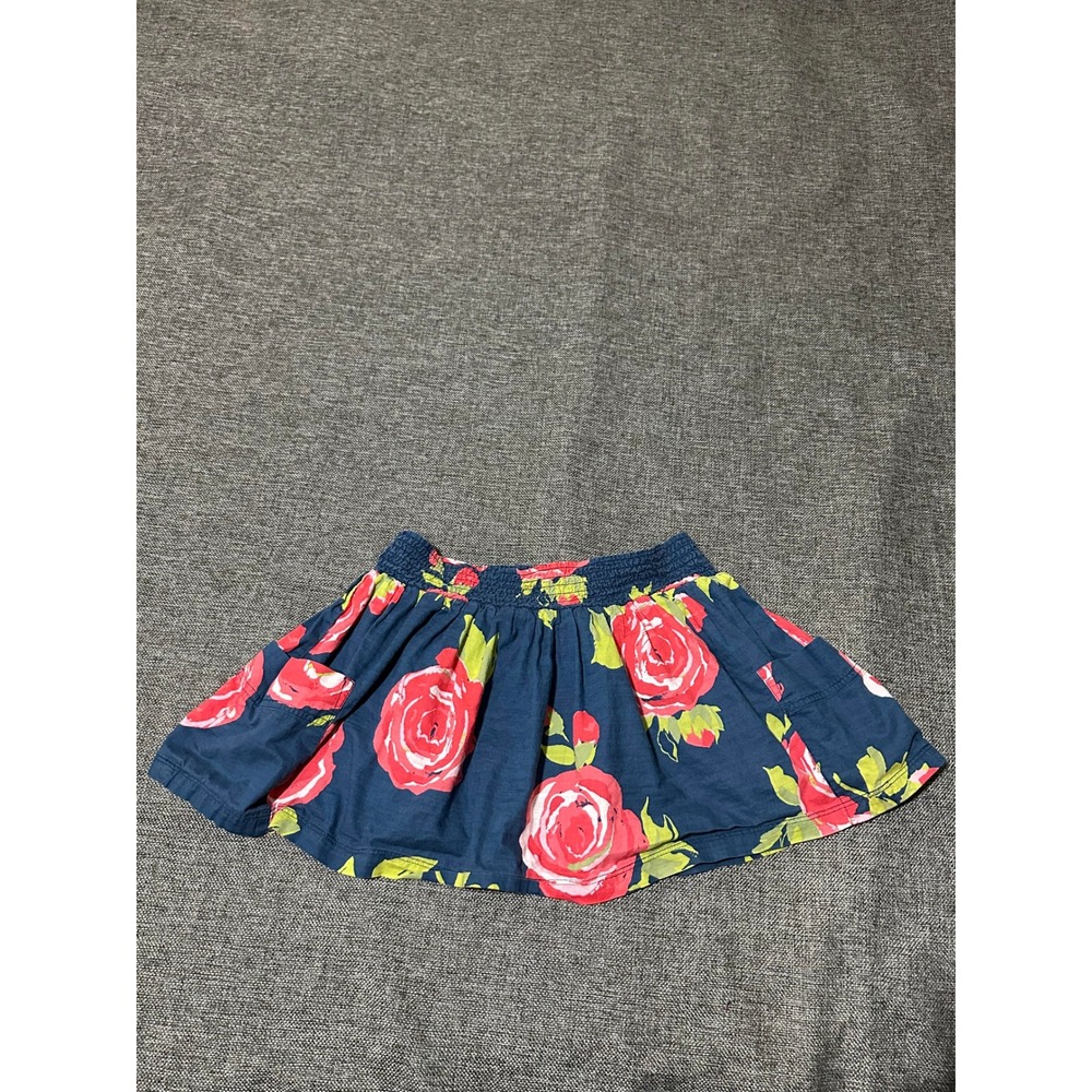 Abercrombie & Fitch Girls XS Skirt Blue Floral Smocked Waist Pockets